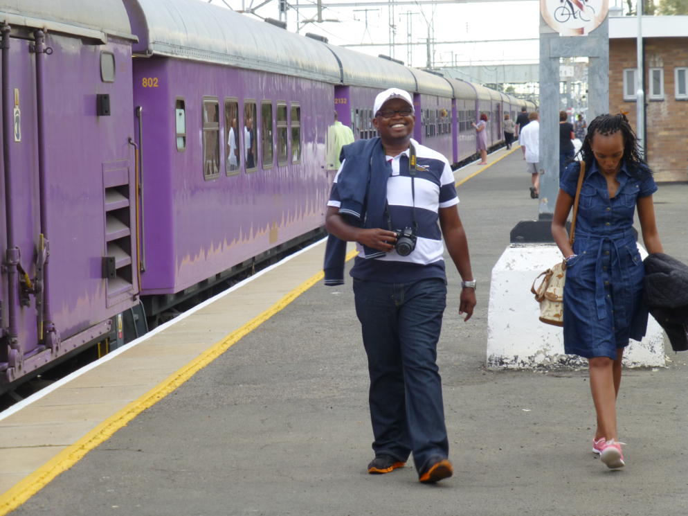 Happy passengers stretch their legs