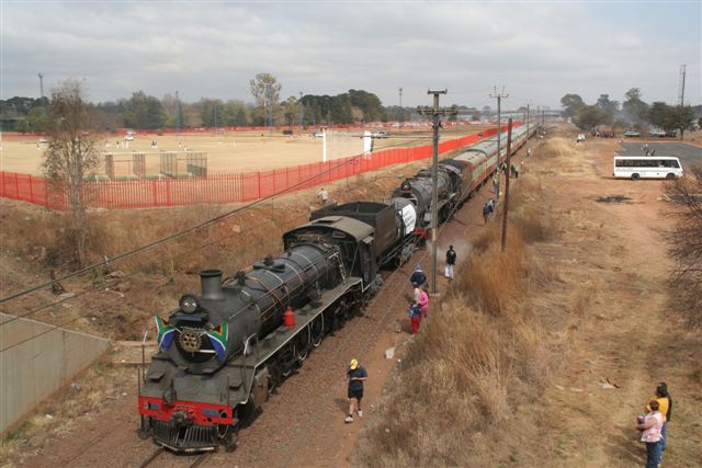 Middelburg arrival - the train is halted at the sports grounds before the station.