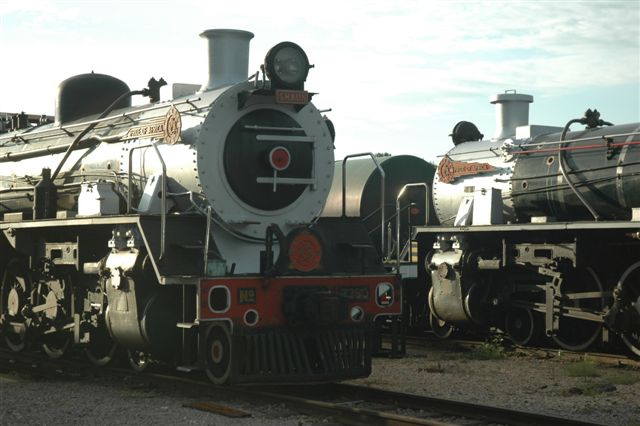 Withdrawn class 19D of Rovos Rail sitting out the late afternoon sun in the back of the shed, now filled with electric motive power