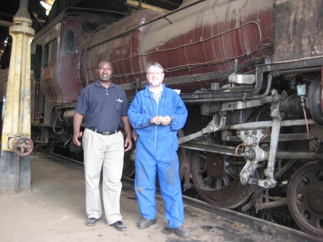 Isaac and John stand by the newly-cleaned motion of 2409<br /><br />Photo by Geoff Warren
