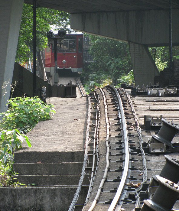 Approaching the bottom level station