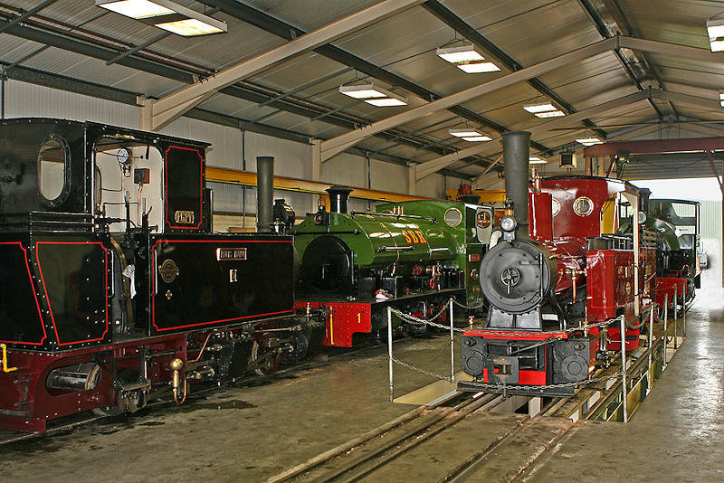 Indonesian 1905-built O &amp; K 0-4-4-0T Mallet Pakis Baru No.<br />5, 1944-built Peckett 0-6-0ST No. 2050 from Harrogate Gas Works and<br />Indonesian O &amp; K 0-6-0WTT, Sragi No. 14 in the running shed. D Rodgers 24 March 2010.