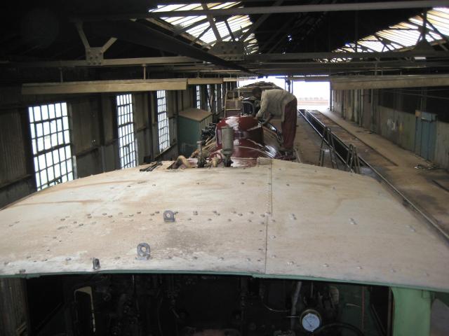 Painting the top of the boiler