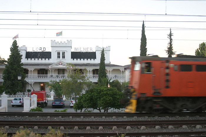 Westbound container train about to pass through