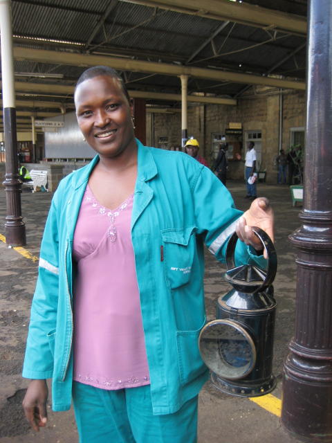 As well as a shunter with green and red flags, and a couple of senior controllers, RVR also provided a second shunter with a beautifully preserved historic shunter's lamp, complete with paraffin burner. They all walked ahead of the train from the station to the museum