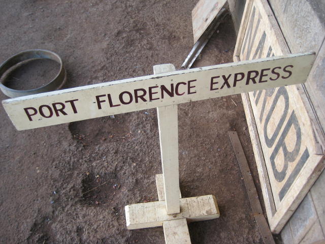 I'm not sure what this sign is about, as Port Florence was renamed Kisumu even before independence in 1963, I believe