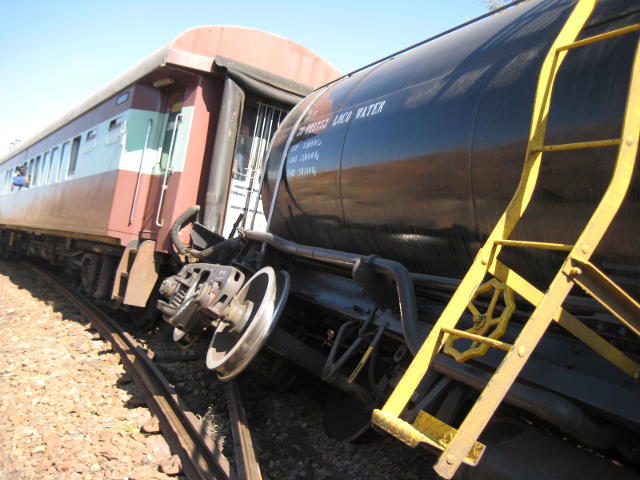 The water tank and the first coach were derailed along with the loco