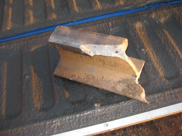 A souvenir - a piece of broken rail from the derailment site