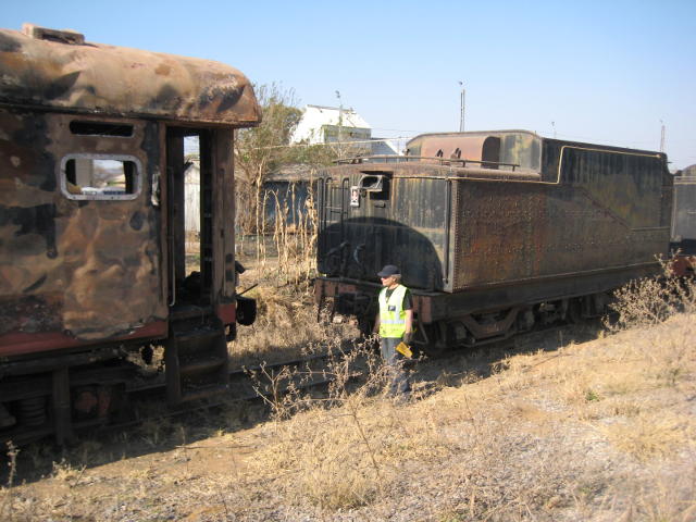 Nathan stops the coach short of the old tender before applying the handbrake and a wooden scotch