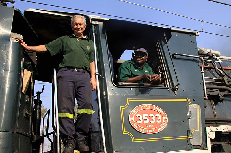 Driver Cliff Petzer and trainee driver Gilton- an historic occasion