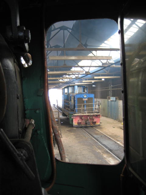 The best way to view a diesel - from the footplate of a steam locomotive!