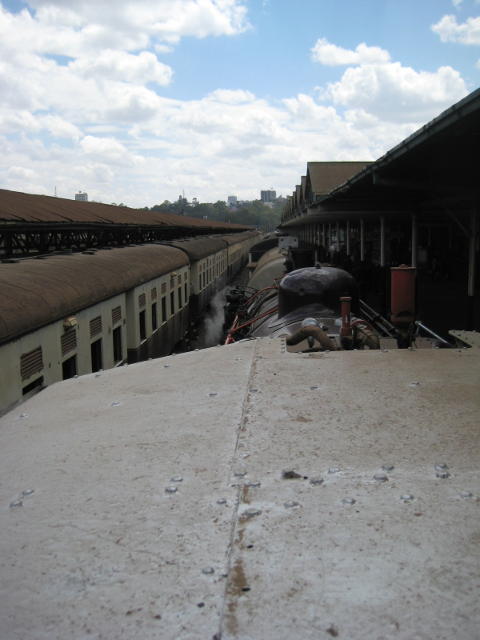 Ready to depart, stack first, propelling the train to Mawenzi Gardens to pick up the passengers