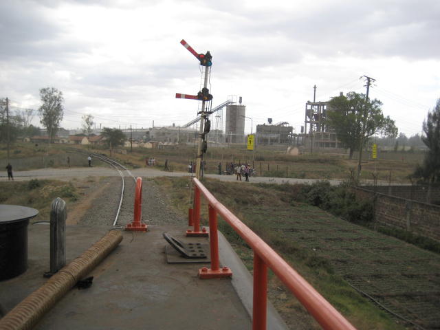 Upper quadrant signal off for entry into Athi River station