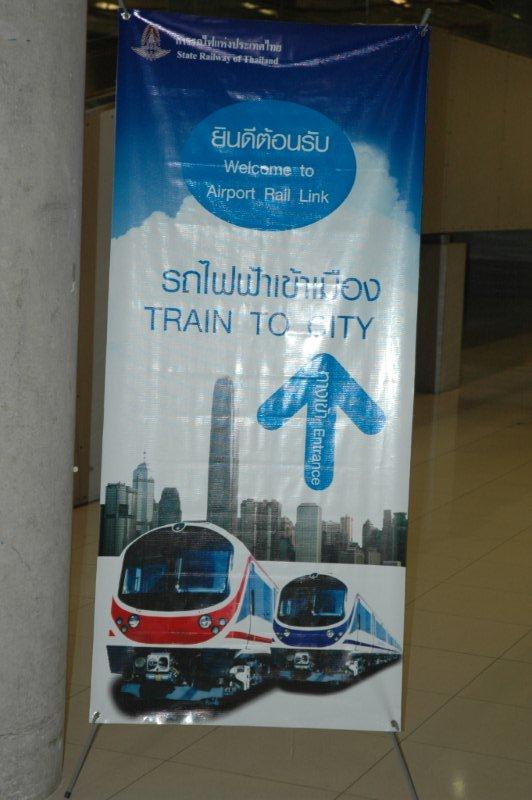 The newly opened airport link poster at Suvarnahbhumi airport in Bangkok. Very much a feel of our Gautrain.