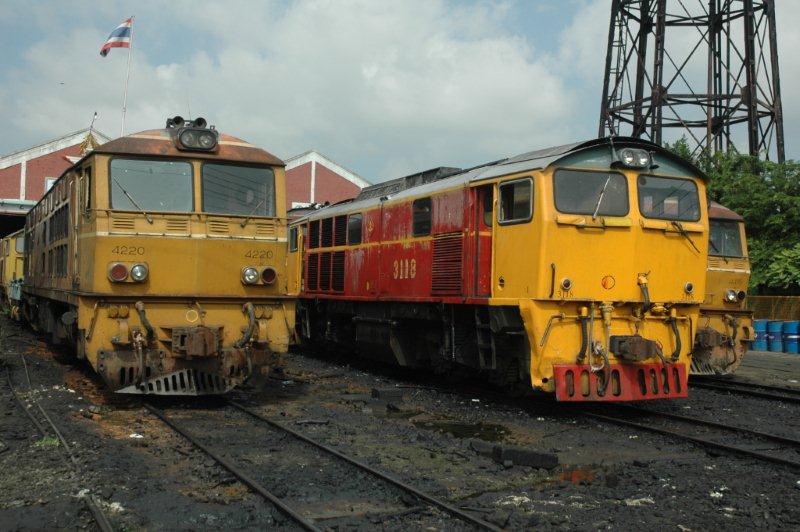 Thonburri loco shed in Bangkok with a diesel display