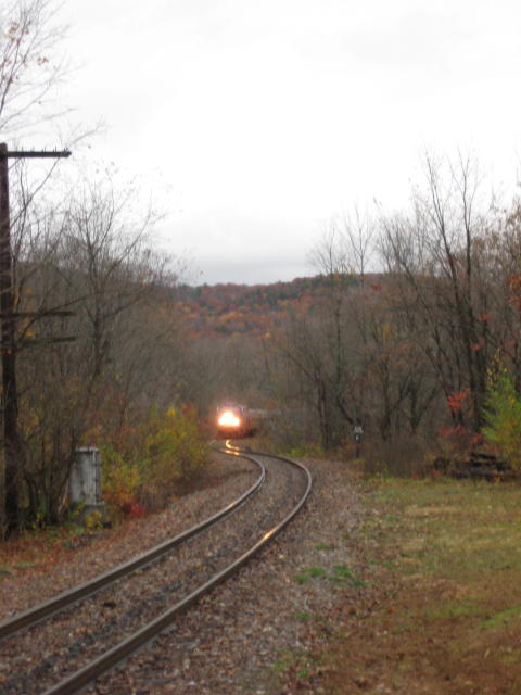 The train rounds the curve in the distance...