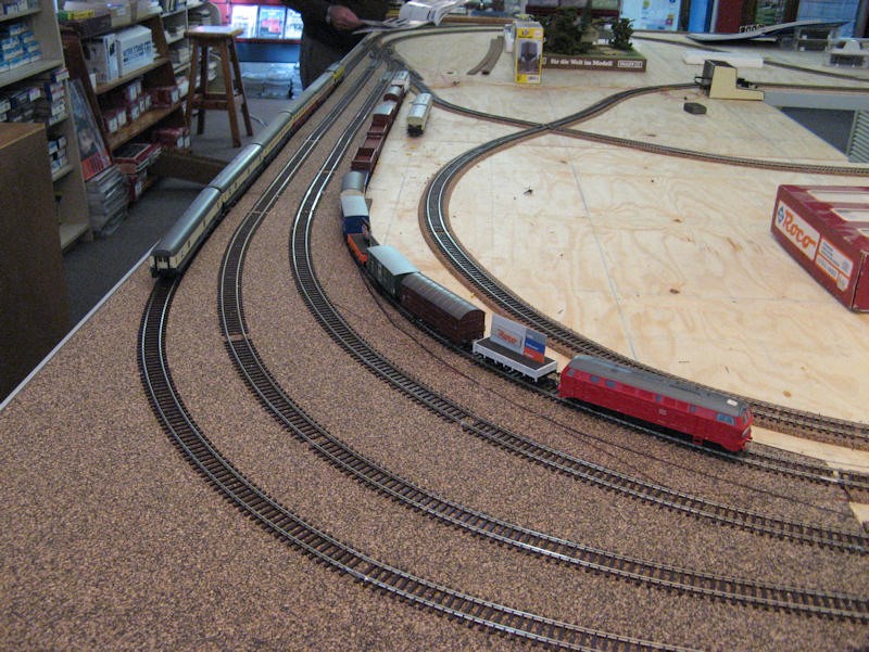 The curves in the storage yard. These were laid by eye to give as gentle  a running curvature as possible.