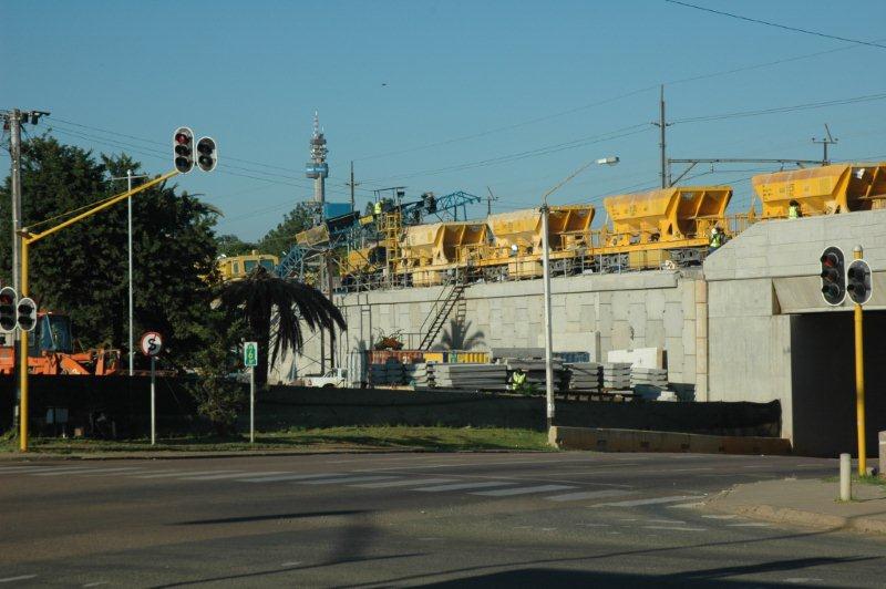 The Gautrain ballast loading area near Lynwood road and the Loftus Verseveld station.