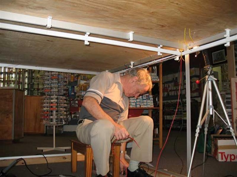 A start is made on the under table wiring connections. Note under the tabletop the channeling that has been put in p[lace for the wires.