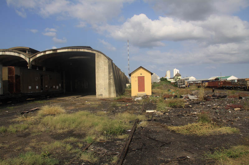 Looking eastwards across the yards with the old shed on the left, now used as C&amp;W works.