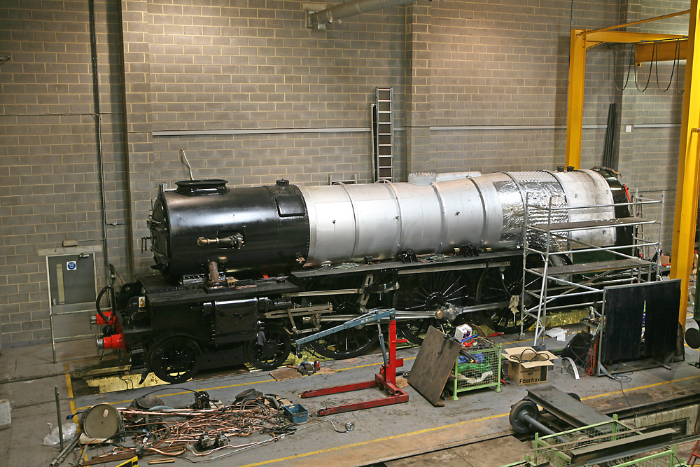 IMG_0457. Another reason for visiting York was to check on progress with the overhaul of 'new' A1 pacific No. 60163 Tornado.  The repaired boiler has now been returned from Meiningen (Germany) and has been put back on the chassis. A 'proper' lipped double chimney has been been fitted rather than stovepipe chimney carried when new and it can't be many weeks before the loco undertakes mainline test runs and is repainted in BR dark green livery.