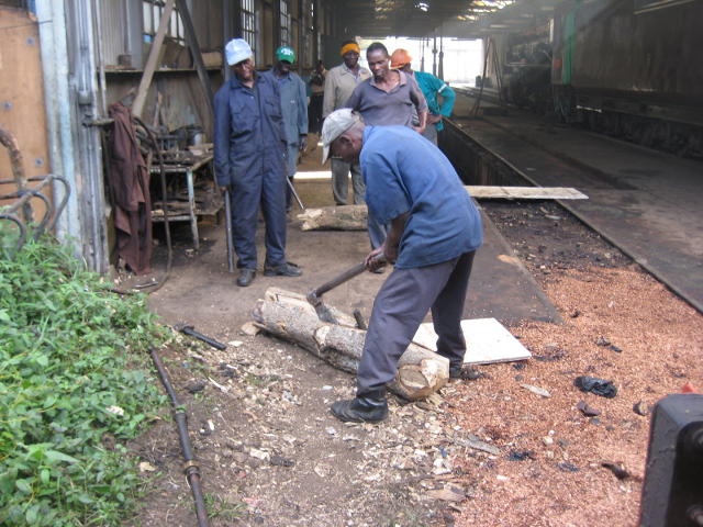 Splitting logs for the fire