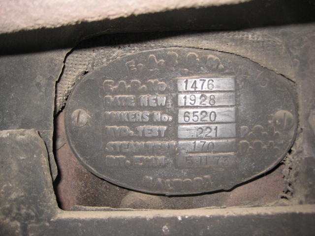 The boiler plate on the stationary boiler