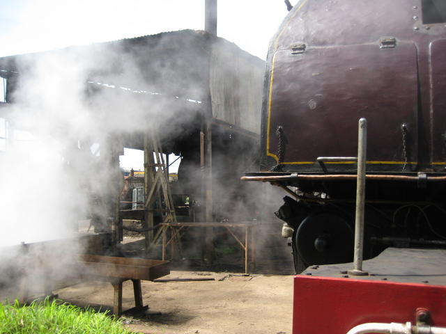 Steam in plenty as 5918 stands by the stationary boiler