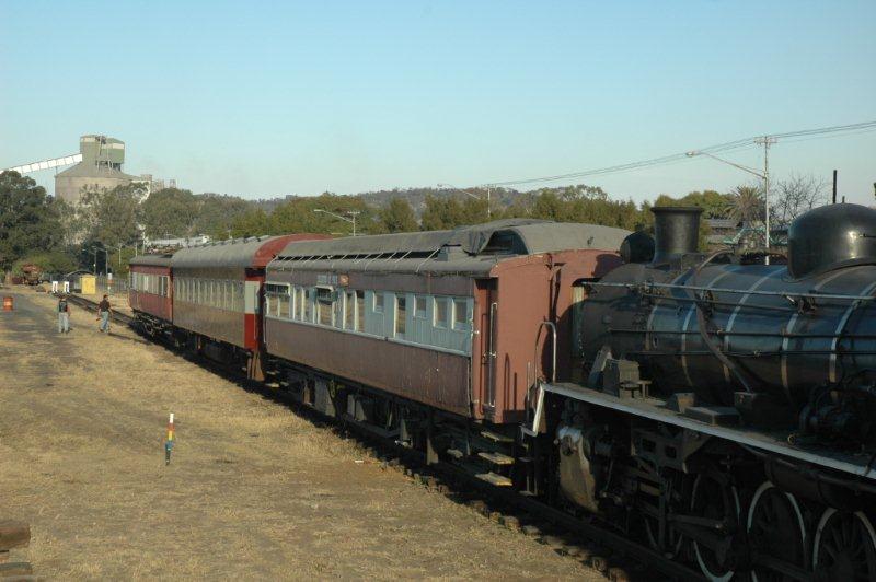 The locomotive to make the historic event is class 24 number 3664 driven by Frik Boshoff, who incidentally took this same locomotive over the newly laid track in the site's infancy, when we laid the first section from TFR to our back gate.