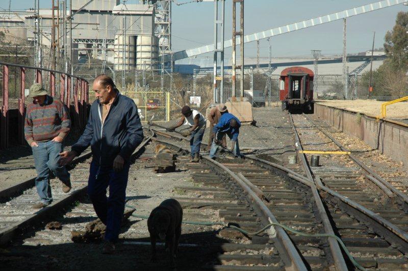 Robert Dadford looks satisfied with the trackwork in progress