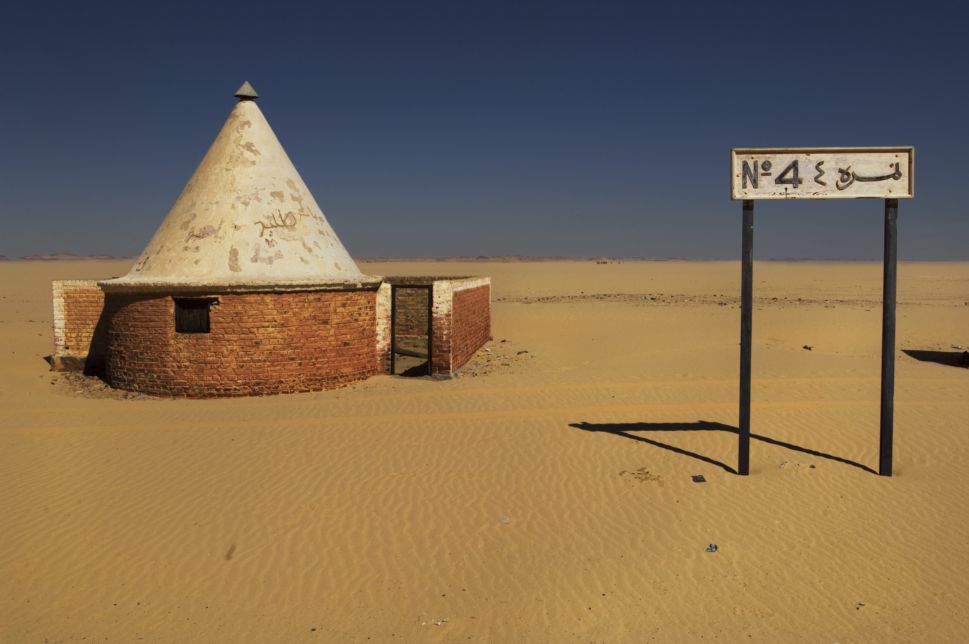 Station No. 4 on the Khartoum-Wadi Halfa train line in Northern State, October 2009. Sudan boasts one of the most extensive train networks in Africa with over 3,100 miles of track, but years of neglect have taken their toll on the aging infrastructure