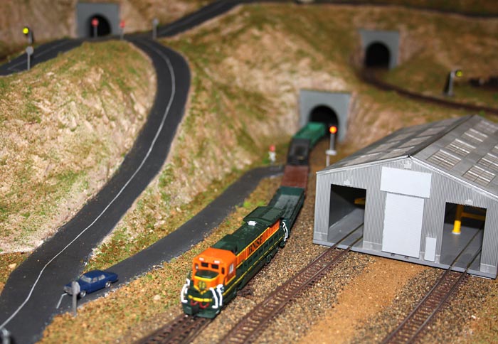 Arriving back in the main yard area.