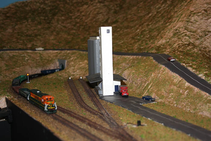 Passing the grain elevator.