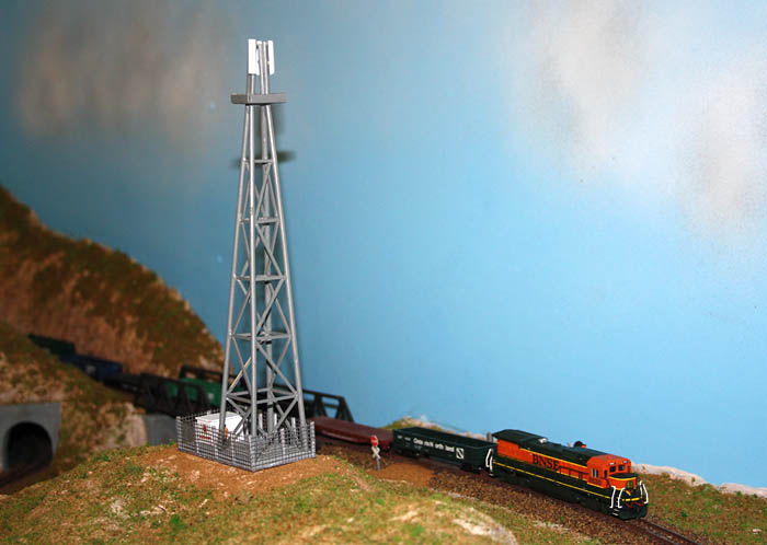 Passing a Vodacom tower! I scratch built it out of some scrap plastic strips.