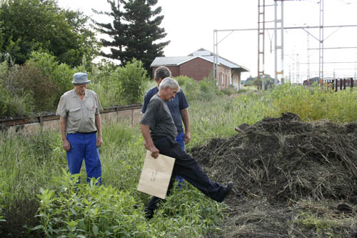 Brian, Steve and John D inspect the fence line which has been cleared of vegetation