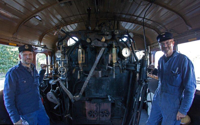 A cab shot of our Swedish member on the left, Goran Enqvist, as driver on a preserved loco