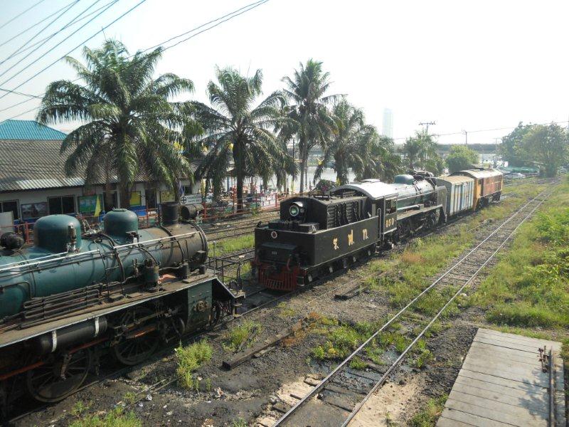 High level view in the depot. The first loco is an oil burner.