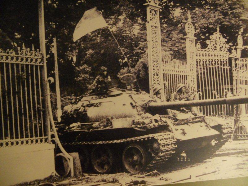 The actual photo of the tank bursting through the gates at the American Embassy in Saigon