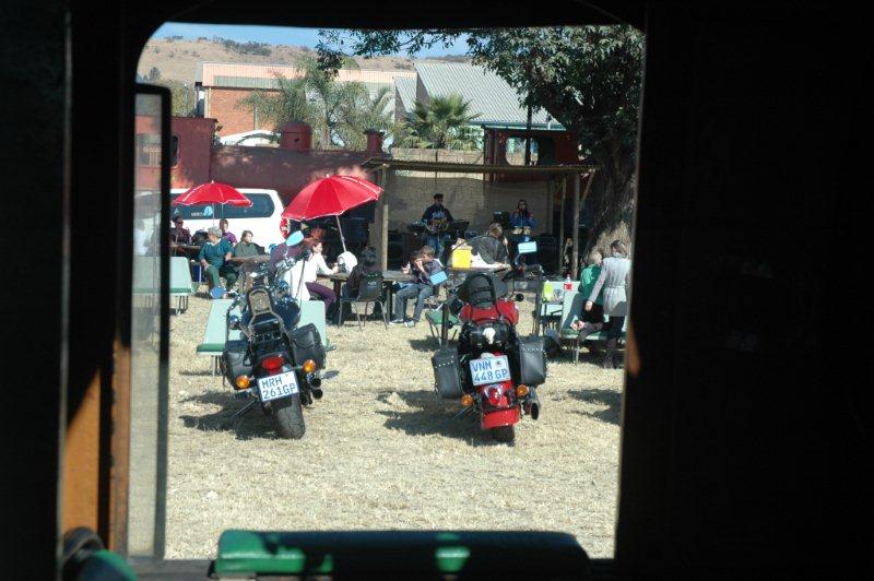 View from the cab. Note the roof fitted over the stage area!