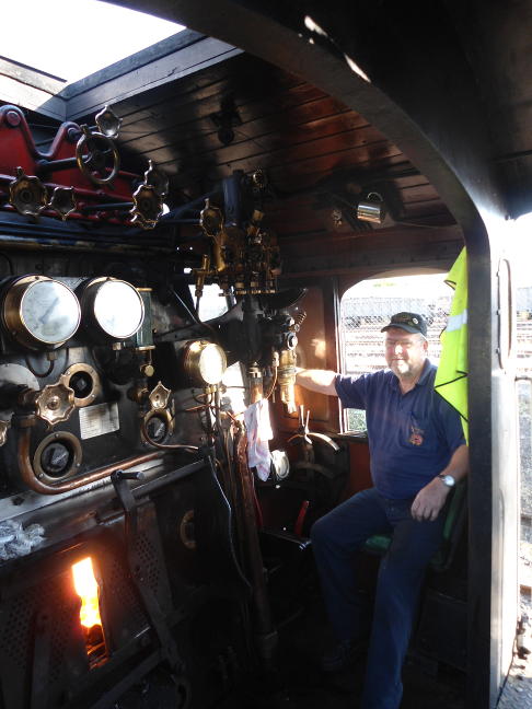 John at the regulator of 24 class no 3664 on shedman duties at Hermanstad (photo by Gabor Kovacs)