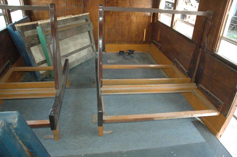 Both ends of this suburban coach had rotten floors and after some months, the damage was repaired and new linoleum ordered and finally put in place.