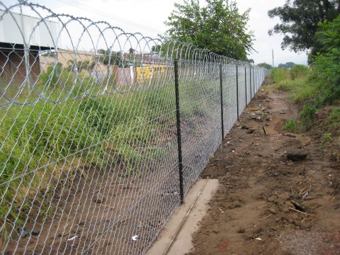Inside the fence, looking west
