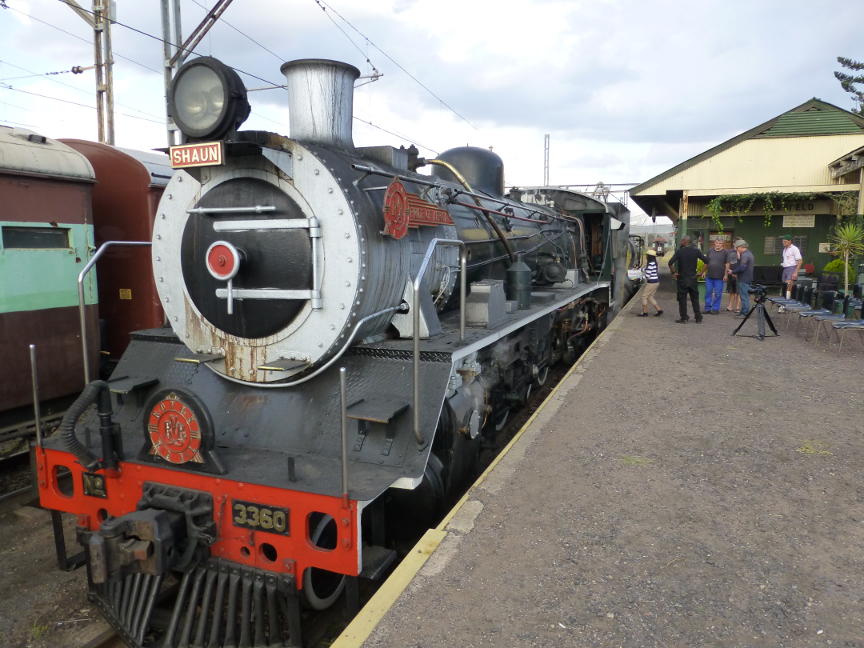 A film crew hovers around 3360 as she stands in the platform at Hermanstad. Later she shunted her train into the platform, ready for Sunday morning's train.