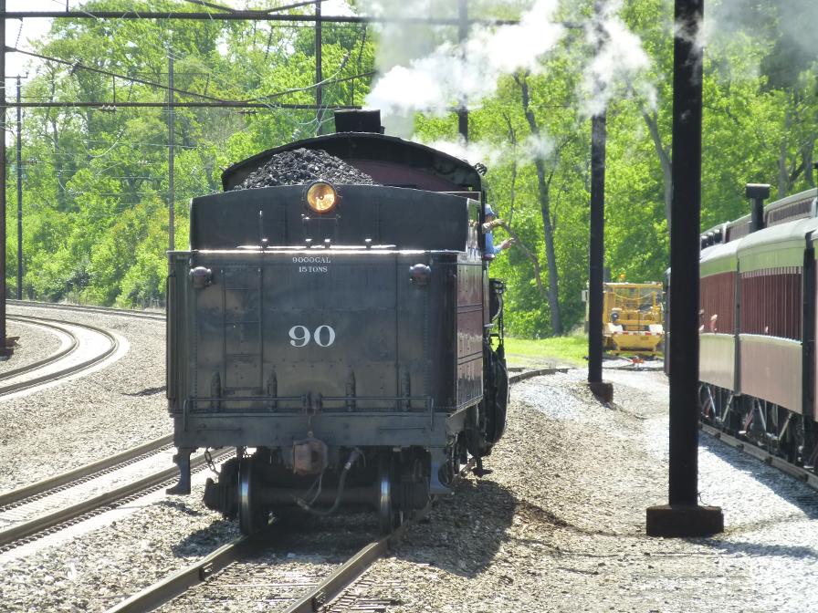 The loco disappears to the other end of the train.