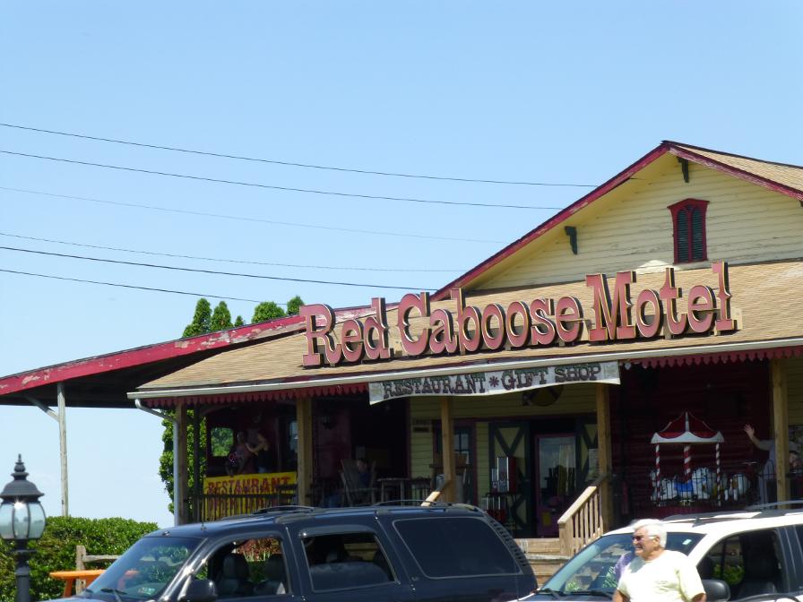 The Red Caboose Motel is actually made up of cabooses, albeit not all red, but it's virtually impossible to get a decent photo of them from the train.