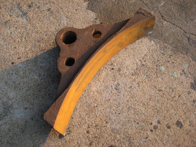 An old cast iron brake block - very worn!<br /><br />Photo by John Ashworth 24/02/08