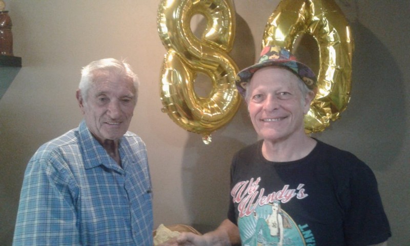 Uncle John (left) with Nathan at his 80th birthday party on 17th August 2019