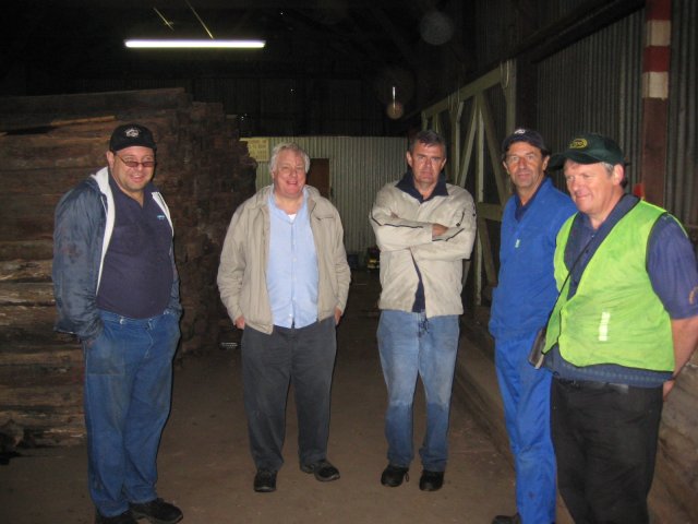 Inside the old goods shed - l to r - Gabor, Steve A, Steve S, Mike, Tony<br /><br />Photo by John Ashworth 16/03/08