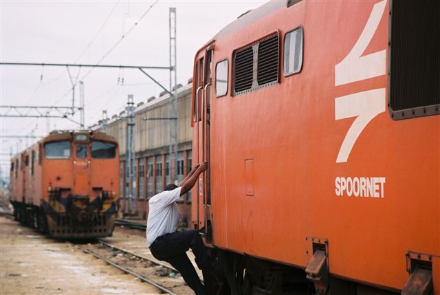 An irate driver trying to pull over his electric unit class 6E1 after having a bad trip! Although not normally the case, It must be stress relief!<br />after sitting still on a six hour shift
