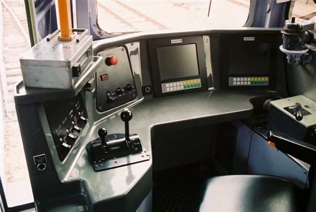 Class 18E conversion of the driver's controls. Nice computer screen to watch DVDs while waiting for trains to cross!